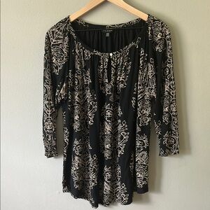 Lucky Brand Black and White Relaxed Tunic 1X